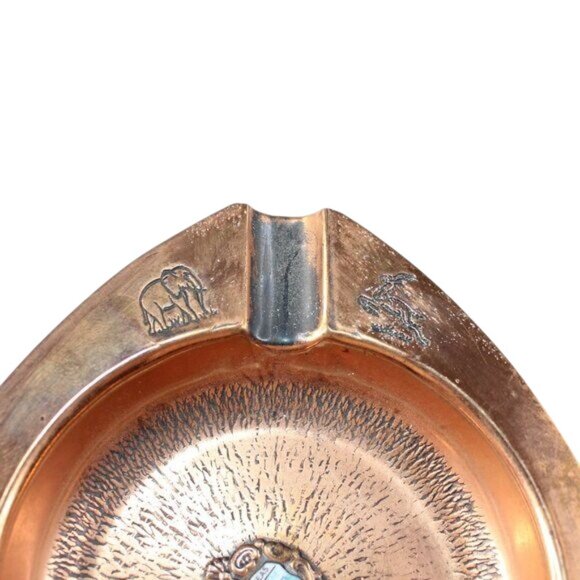 Vintage Handcrafted Copper Azure Seas Ashtray Embossed Edges Made South Africa - Picture 8 of 10